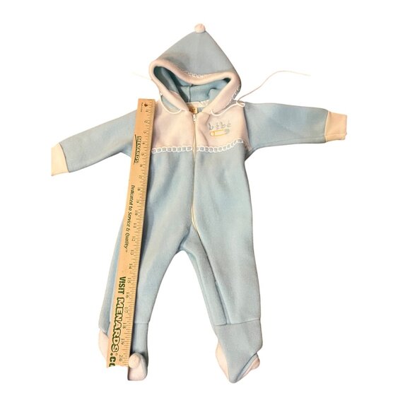 Vintage Cuddler by Doespun Baby Winter Footed Hooded Onesie – Blue & Cream – Siz - Picture 11 of 16